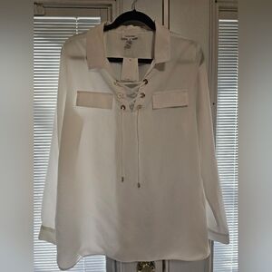 Calvin Klein Women's Lace-Up White Blouse NWT